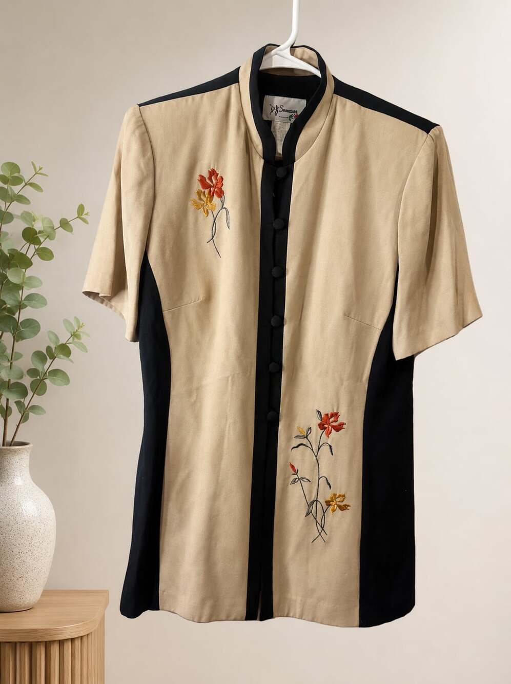 Vintage D.F. Summers Embroidered Colorblock Blouse Jacket Top Size 8 USA